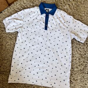 FootJoy White Polo with Blue Pattern